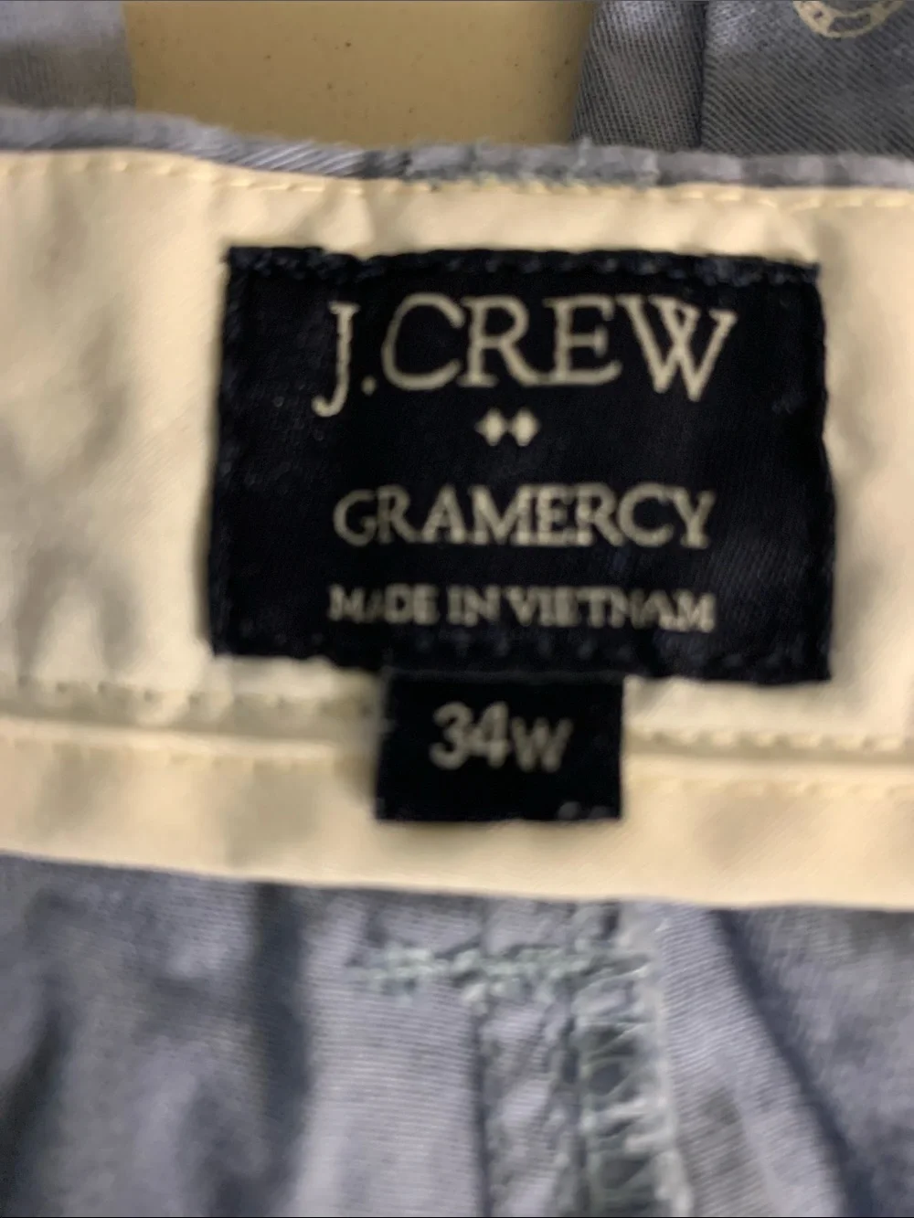 J. Crew Gramercy Blue Flat Front Chino Shorts Horseshoe Pattern Men’s 34W Cotton
